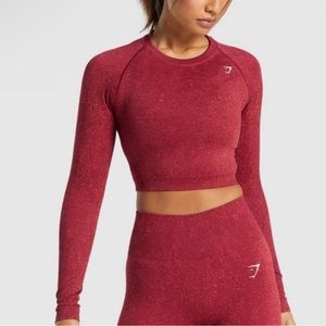 Gymshark Seamless Long Sleeve Red Crop Top